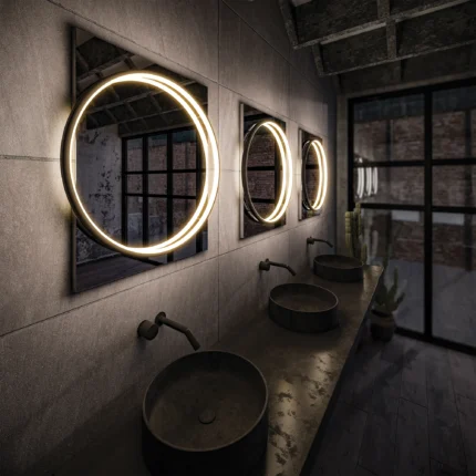 Solas Round Illuminated Bathroom Mirror - Black