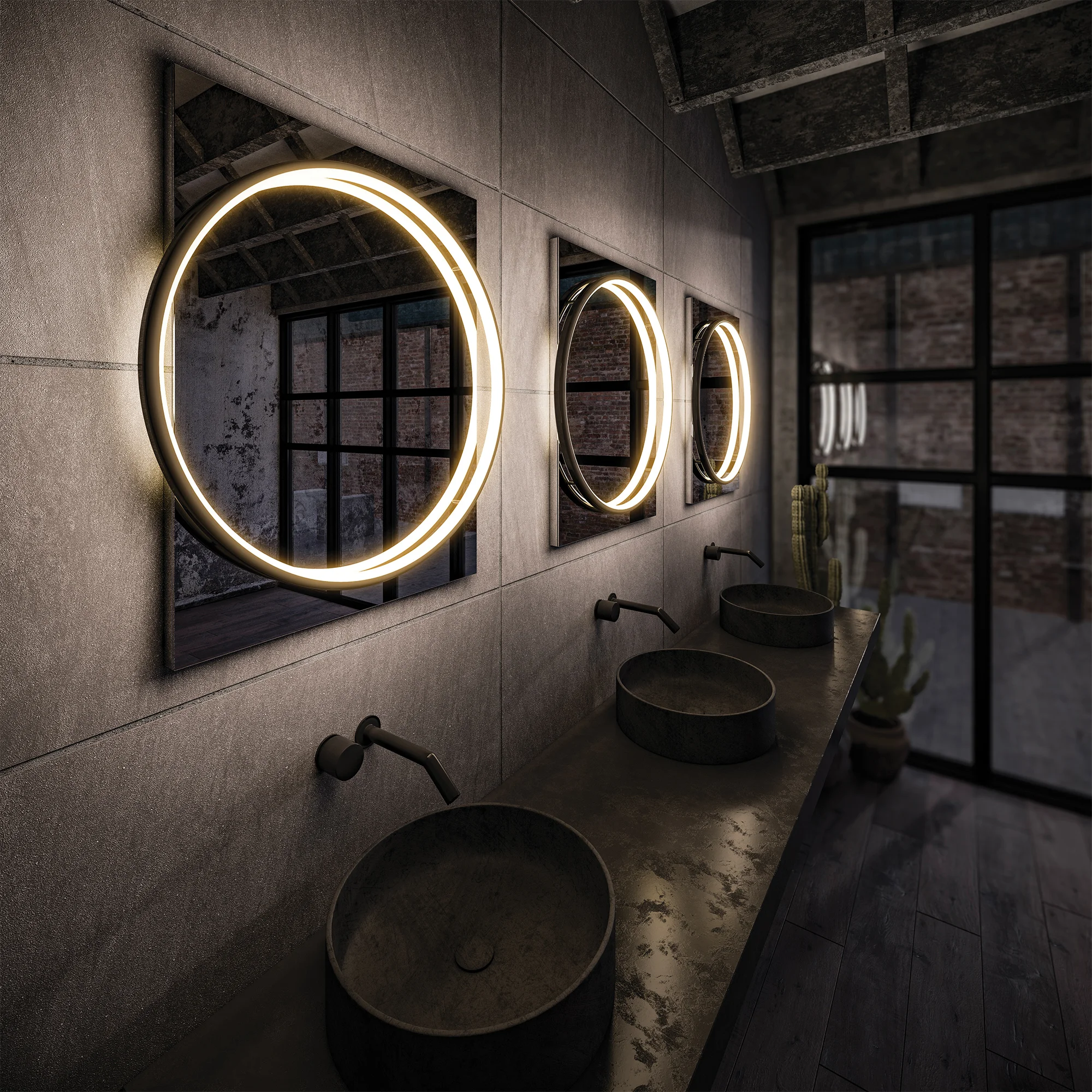 7952060020Solas20Mirror20Black2060.webp Solas Round Illuminated Bathroom Mirror - Black - Image 1