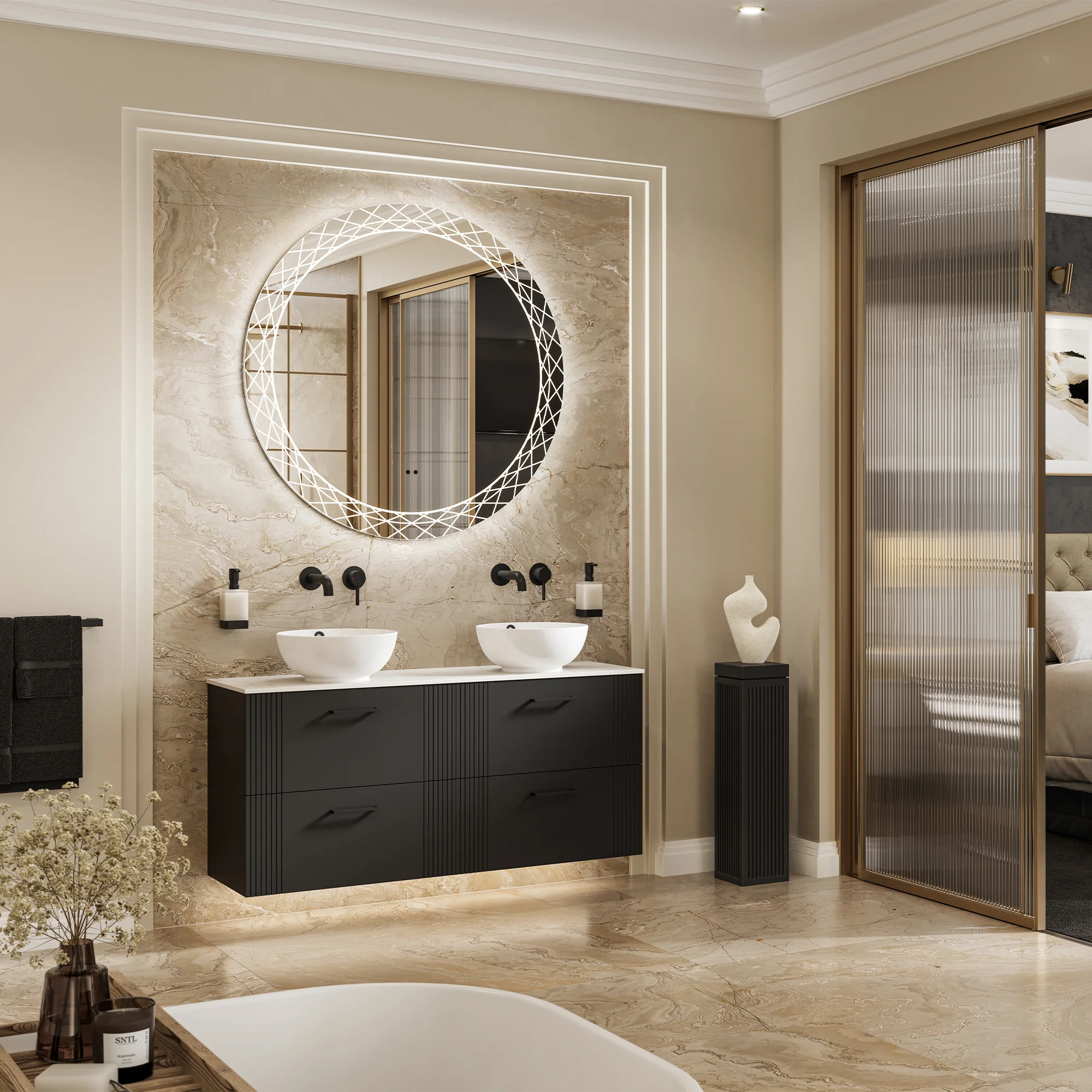 7958030020Bellus20Mirror20100.webp Bellus Round Illuminated Bathroom Mirror - Image 1