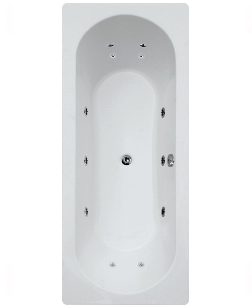 CLOVER 1700x750mm Double Ended 12 Chrome Jet Whirlpool Bath White CLOVER Double Ended 12 Chrome Jet Whirlpool Bath White - Image 1
