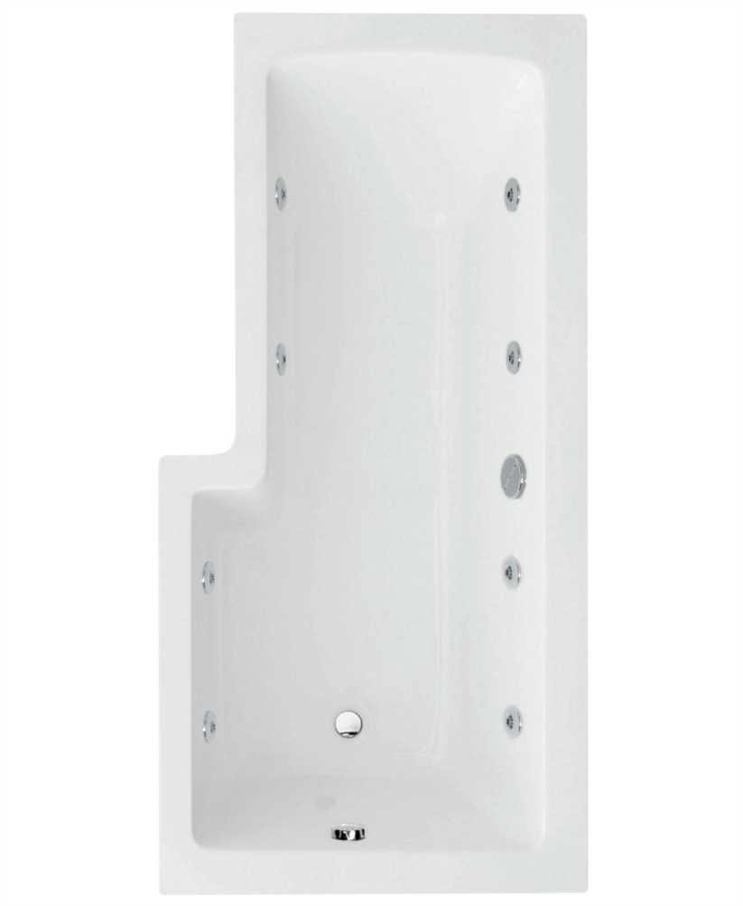 L SHAPE 1700x850mm Right Hand Single Ended 8 Chrome Jet Whirlpool Bath & Panel White With Bath Screen Chorme L SHAPE 1700x850mm Right Hand Single Ended 8 Chrome Jet Whirlpool Bath & Panel White With Bath Screen Chorme - Image 1