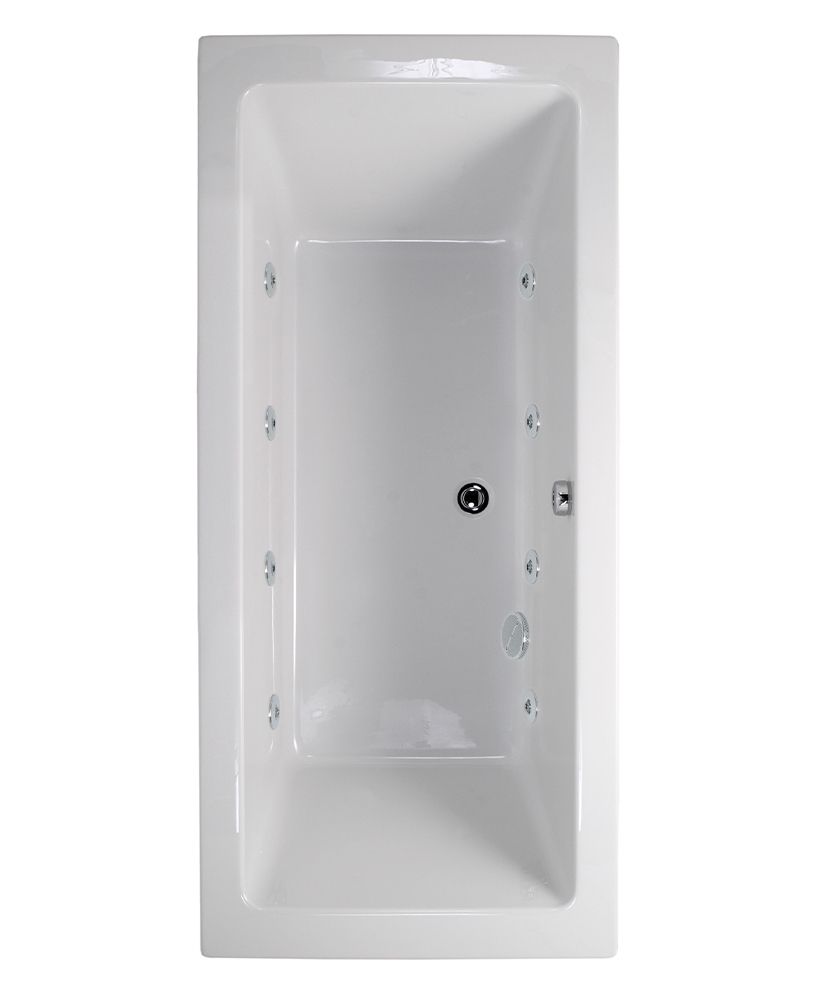 PACIFIC 1600x700mm Double Ended 8 Chrome Jet Whirlpool Bath White PACIFIC Double Ended 8 Chrome Jet Whirlpool Bath White - Image 1