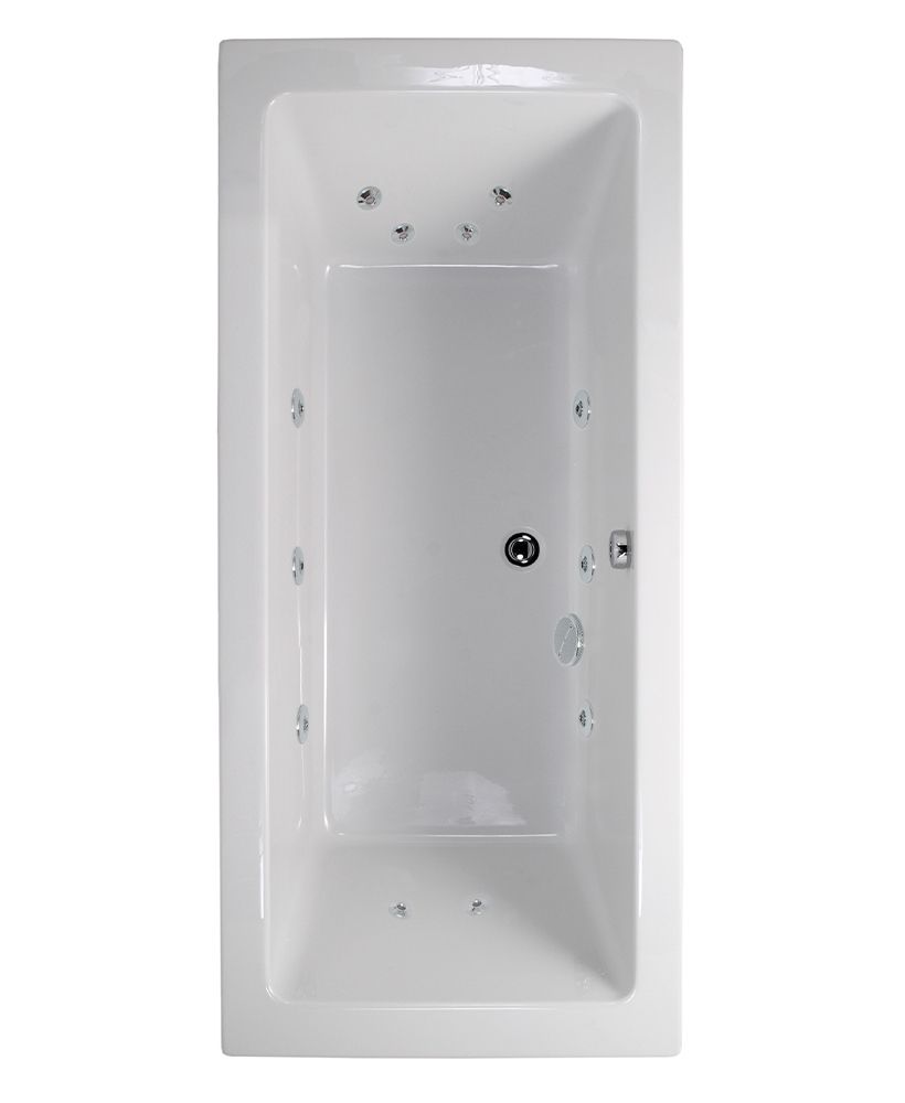 PACIFIC 1700x700mm Double Ended 12 Chrome Jet Whirlpool Bath White PACIFIC Double Ended 12 Chrome Jet Whirlpool Bath White - Image 1