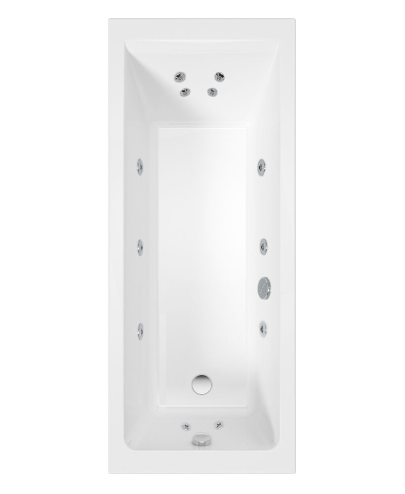 CUBO 1700x700mm Single Ended 12 Chrome Jet Whirlpool Bath White CUBO Single Ended 12 Chrome Jet Whirlpool Bath White - Image 1