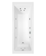 CUBO Single Ended 12 Chrome Jet Whirlpool Bath White - 1800x800cm