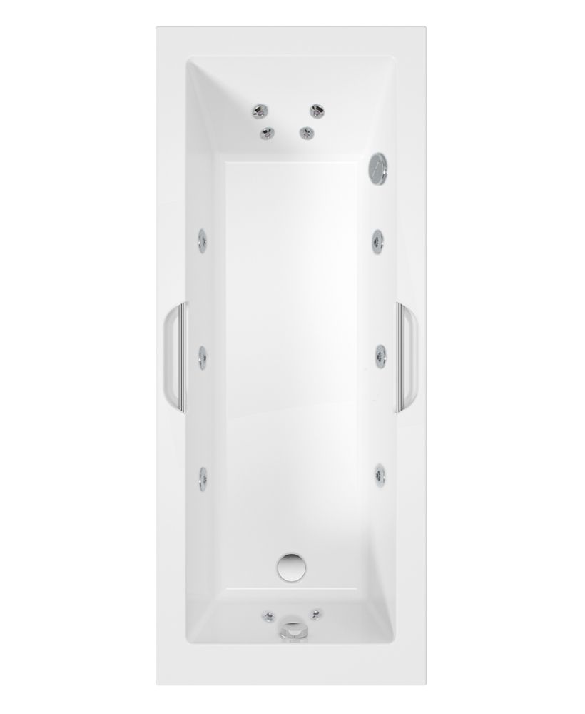 CADENZA 1700x700mm Single Ended 12 Chrome Jet Whirlpool Bath White CADENZA 1700x700mm Single Ended 12 Chrome Jet Whirlpool Bath White - Image 1
