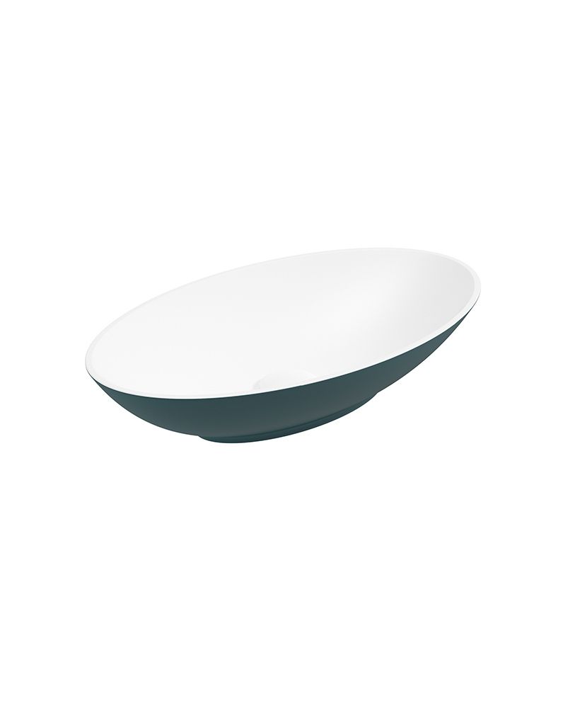 SKAL Oval 60cm Countertop Basin White-Ocean Blue & Waste SKAL Oval 60cm Countertop Basin White-Ocean Blue & Waste - Image 1