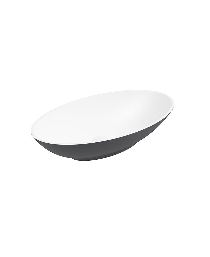 SKAL Oval 60cm Countertop Basin White-Midnight Grey & Waste SKAL Oval 60cm Countertop Basin White-Midnight Grey & Waste - Image 1