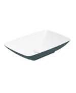 SKAL Rectangle 60cm Countertop Basin White-Ocean Blue & Waste