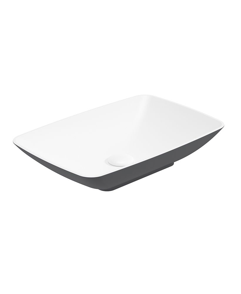 SKAL Rectangle 60cm Countertop Basin White-Midnight Grey & Waste SKAL Rectangle 60cm Countertop Basin White-Midnight Grey & Waste - Image 1