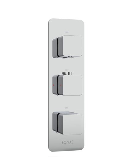 ALITA Soft Square Triple Control Dual Outlet Shower Valve Chrome