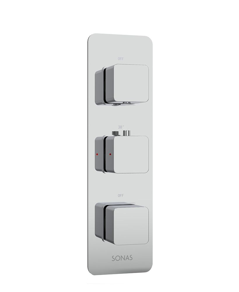 ALITA Soft Square Triple Control Dual Outlet Shower Valve Chrome ALITA Soft Square Triple Control Dual Outlet Shower Valve Chrome - Image 1