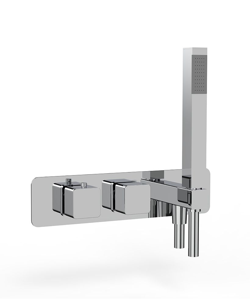 ALITA Soft Square Dual Outlet Horizontal Valve Chrome ALITA Soft Square Dual Outlet Horizontal Valve Chrome - Image 1