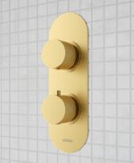 ALITA Knurled Dual Control Triple Outlet Shower Valve Brushed Gold
