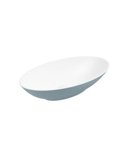 SKAL Oval 60cm Countertop Basin White-Morning Sky Blue & Waste