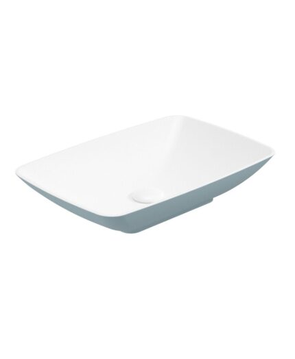 SKAL Rectangle 60cm Countertop Basin White-Morning Sky Blue & Waste