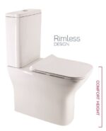 SOPHIA Rimless Comfort Height Fully Shrouded Close Coupled WC & Gamma Slim Soft Close Seat - Image 3