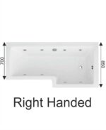 L SHAPE 1700x850mm Right Hand Single Ended 8 Chrome Jet Whirlpool Bath & Panel White With Bath Screen Chorme - Image 2
