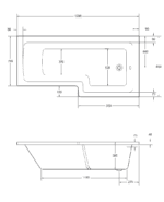 L SHAPE 1700x850mm Right Hand Single Ended 8 Chrome Jet Whirlpool Bath & Panel White With Bath Screen Chorme - Image 4