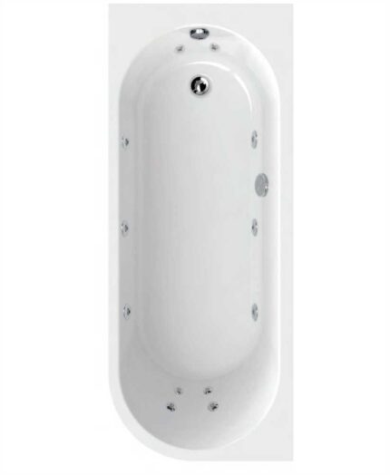 ARC Left Hand Single Ended 12 White Jet Whirlpool Bath & Panel White