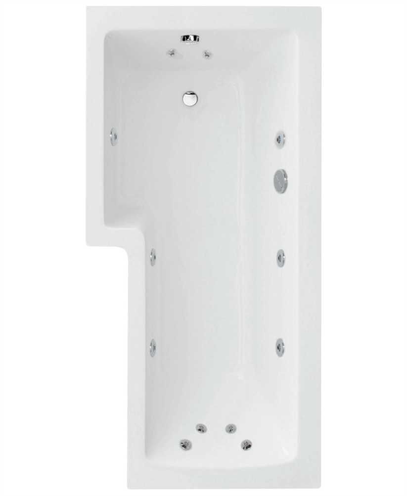 L SHAPE 1700x850mm Left Hand Single Ended 12 White Jet Whirlpool Bath & Panel White with Bath Screen Chrome L SHAPE 1700x850mm Left Hand Single Ended 12 White Jet Whirlpool Bath & Panel White with Bath Screen Chrome - Image 1