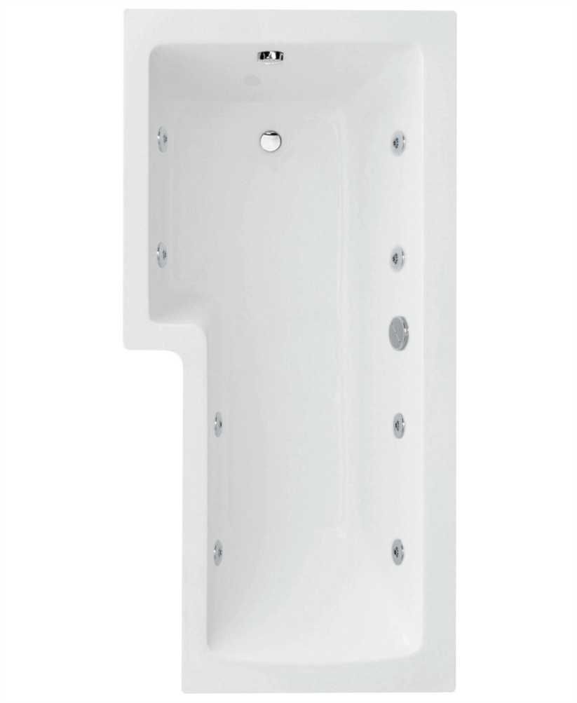 L SHAPE 1700x850mm Left Hand Single Ended 8 White Jet Whirlpool Bath & Panel White with Bath Screen Chrome L SHAPE 1700x850mm Left Hand Single Ended 8 White Jet Whirlpool Bath & Panel White with Bath Screen Chrome - Image 1