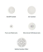 L SHAPE 1700x850mm Left Hand Single Ended 12 White Jet Whirlpool Bath & Panel White with Bath Screen Chrome - Image 2