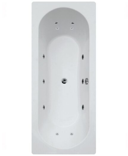 CLOVER Double Ended 12 White Jet Whirlpool Bath White