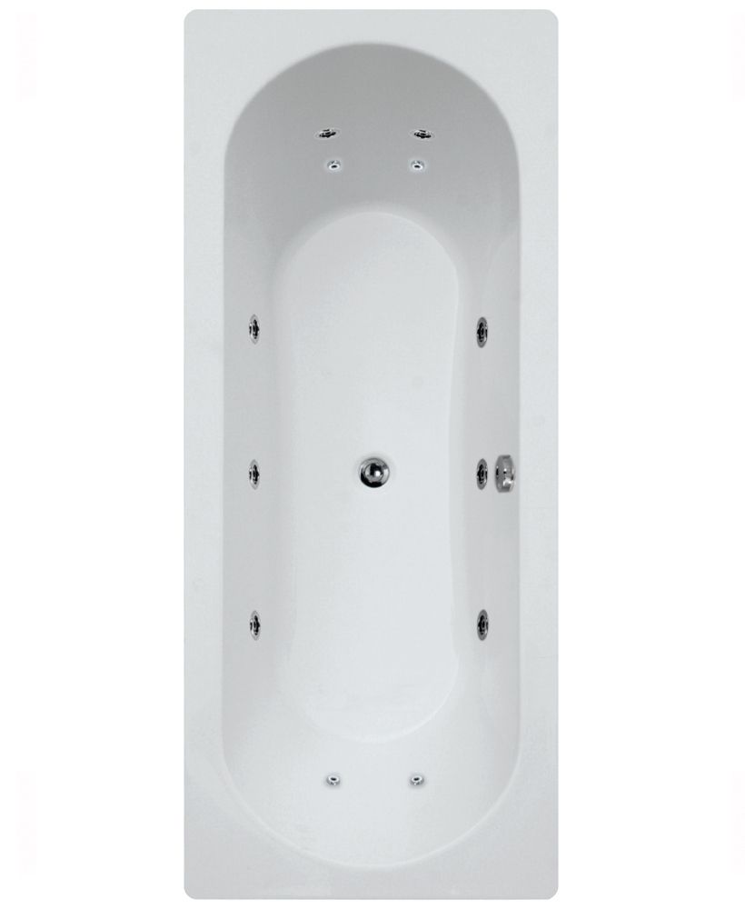 CLOVER 1700x750mm Double Ended 12 White Jet Whirlpool Bath White CLOVER Double Ended 12 White Jet Whirlpool Bath White - Image 1