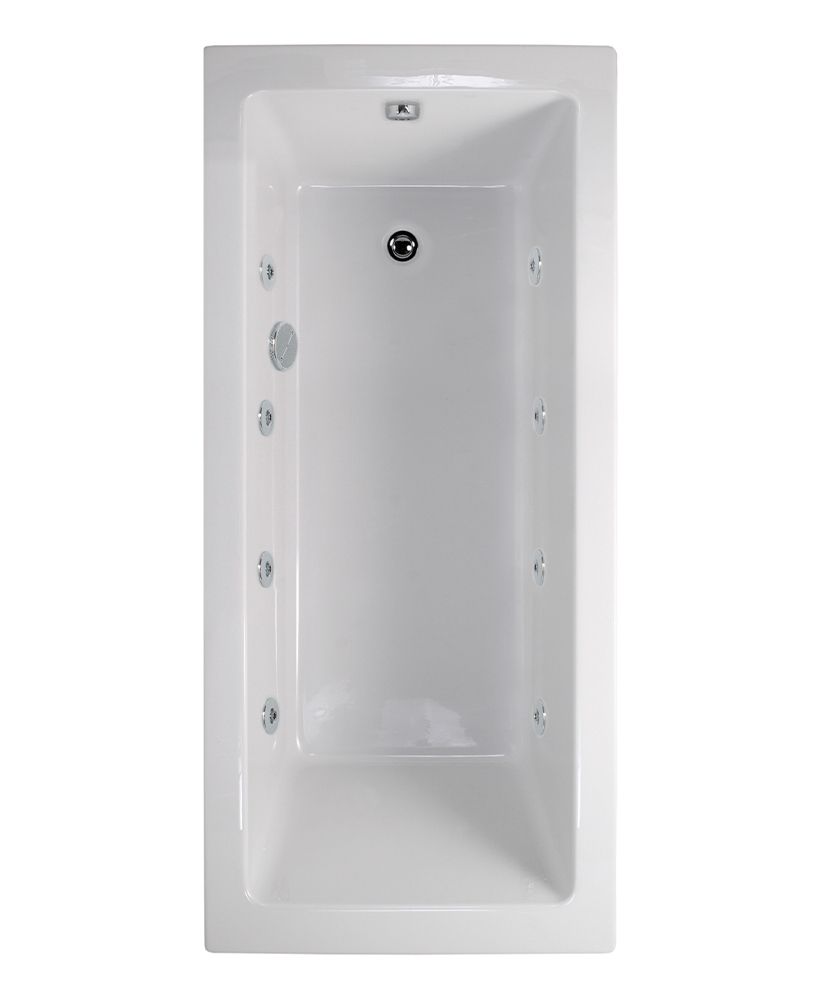 PACIFIC 1600x700mm Single Ended 8 White Jet Whirlpool Bath White PACIFIC Single Ended 8 White Jet Whirlpool Bath White - Image 1