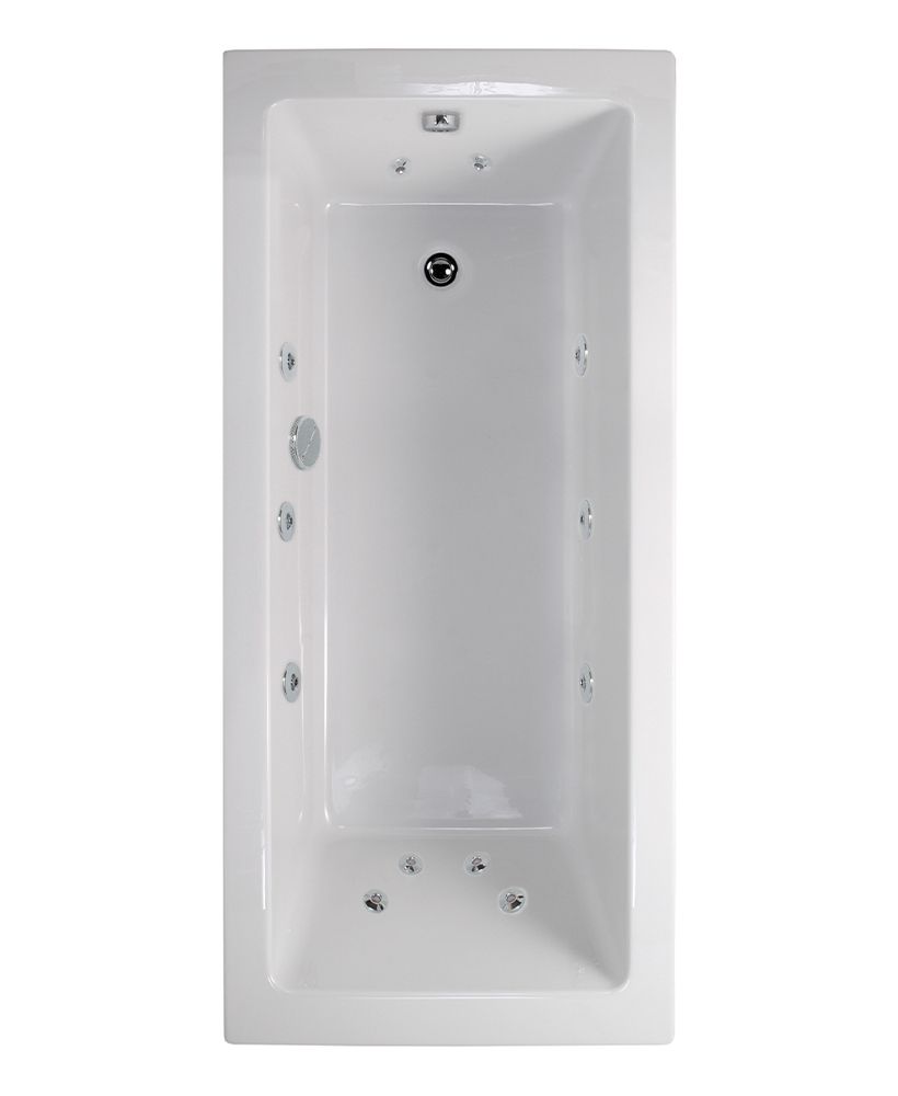 PACIFIC 1700x700mm Single Ended 12 White Jet Whirlpool Bath White PACIFIC Single Ended 12 White Jet Whirlpool Bath White - Image 1