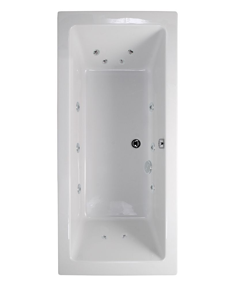 PACIFIC 1700x700mm Double Ended 12 White Jet Whirlpool Bath White PACIFIC Double Ended 12 White Jet Whirlpool Bath White - Image 1