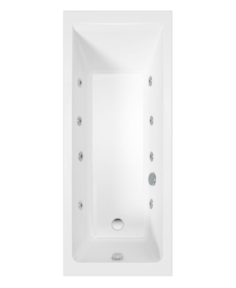 CUBO 1600x700mm Single Ended 8 White Jet Whirlpool Bath White CUBO Single Ended 8 White Jet Whirlpool Bath White - Image 1