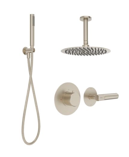 HAKK Thermostatic Shower Set 2 with Ceiling Arm Brushed Nickel