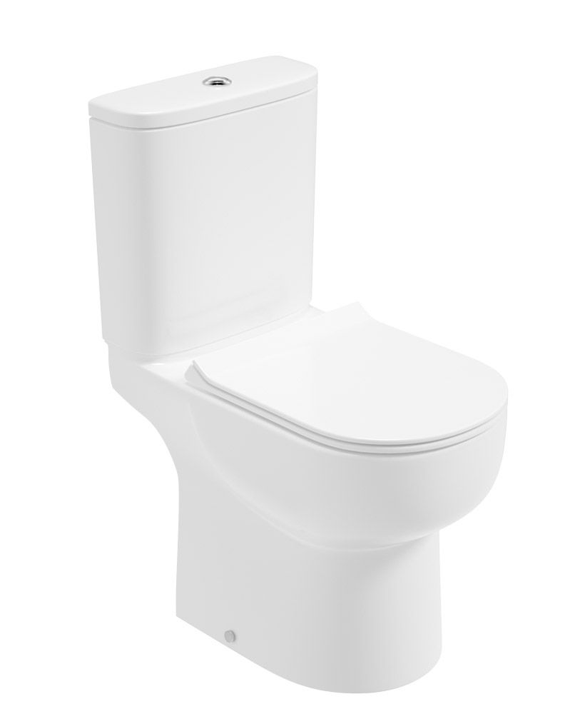 VIA Rimless Comfort Height Open Back Close Coupled WC & Sequence Slim Soft Close Seat VIA Rimless Comfort Height Open Back Close Coupled WC & Sequence Slim Soft Close Seat - Image 1