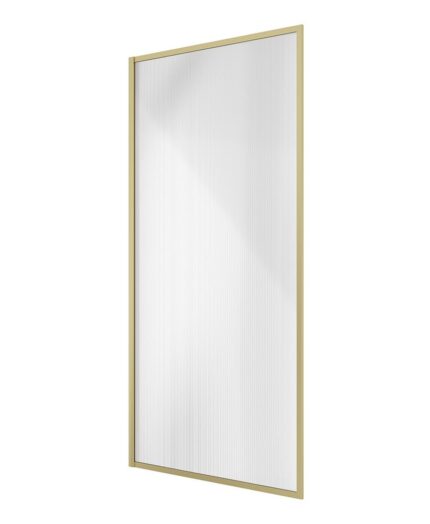 MIRAGE 800mm Brushed Gold Frame with Fluted Glass Fixed Bath Screen