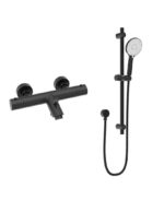 FORM Wall Mounted Thermostatic Bath Shower Mixer & Slide Rail Kit Matt Black