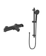 URBAN Deck Mounted Thermostatic Bath Shower Mixer & Slide Rail Kit Matt Black