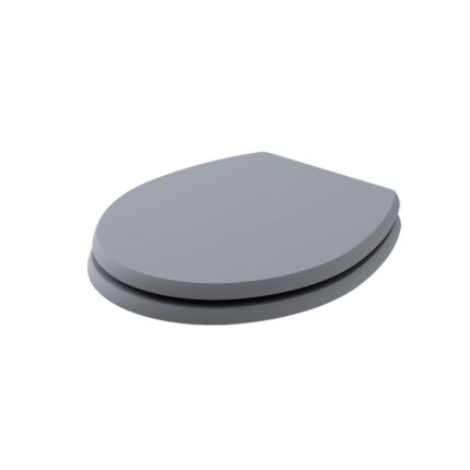 Fitzroy Traditional Round Wood Seat - Soft Close Chrome Hinge - Plummett Grey