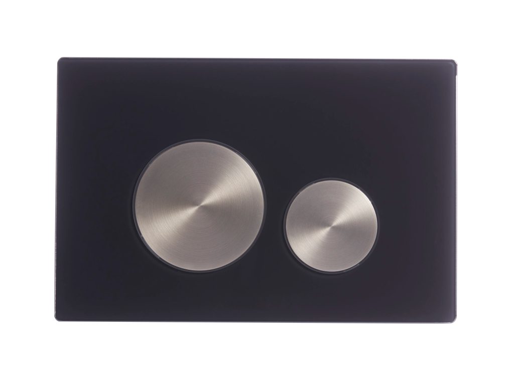 Black Glass Flush Plate With Copper Nickel Buttons Black Glass Flush Plate With Copper Nickel Buttons - Image 1