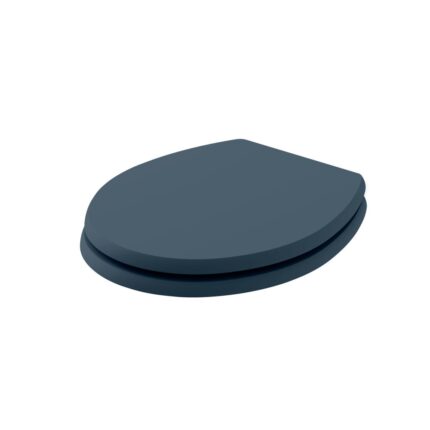 Fitzroy Traditional Round Wood Seat - Soft Close Chrome Hinge - Stiffkey Blue