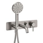 Ryver Easy-Plumb Wall Mounted Bath Shower Mixer - Gun Metal, Fluted