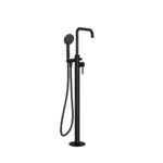 Ryver Floor Standing Bath Shower Mixer - Black, Knurled
