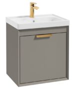 FJORD Wall Hung 50cm Two Drawer Vanity Unit - Brushed Gold, Matt Khaki