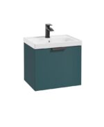 STOCKHOLM Wall Hung 50cm Single Drawer Vanity Unit - Matt Black, Matt Ocean Blue