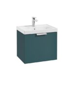 STOCKHOLM Wall Hung 50cm Single Drawer Vanity Unit - Brushed Chrome, Matt Ocean Blue