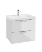 STOCKHOLM Wall Hung 60cm Two Drawer Vanity Unit - Brushed Chrome, Gloss White