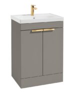 STOCKHOLM Floorstanding 60cm Two Door Vanity Unit - Brushed Gold, Matt Khaki