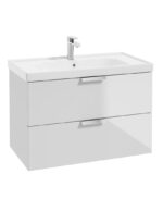 STOCKHOLM Wall Hung 80cm Two Drawer Vanity Unit - Brushed Chrome, Gloss White