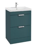 STOCKHOLM Floorstanding 60cm Two Drawer Vanity Unit - Brushed Chrome, Matt Ocean Blue